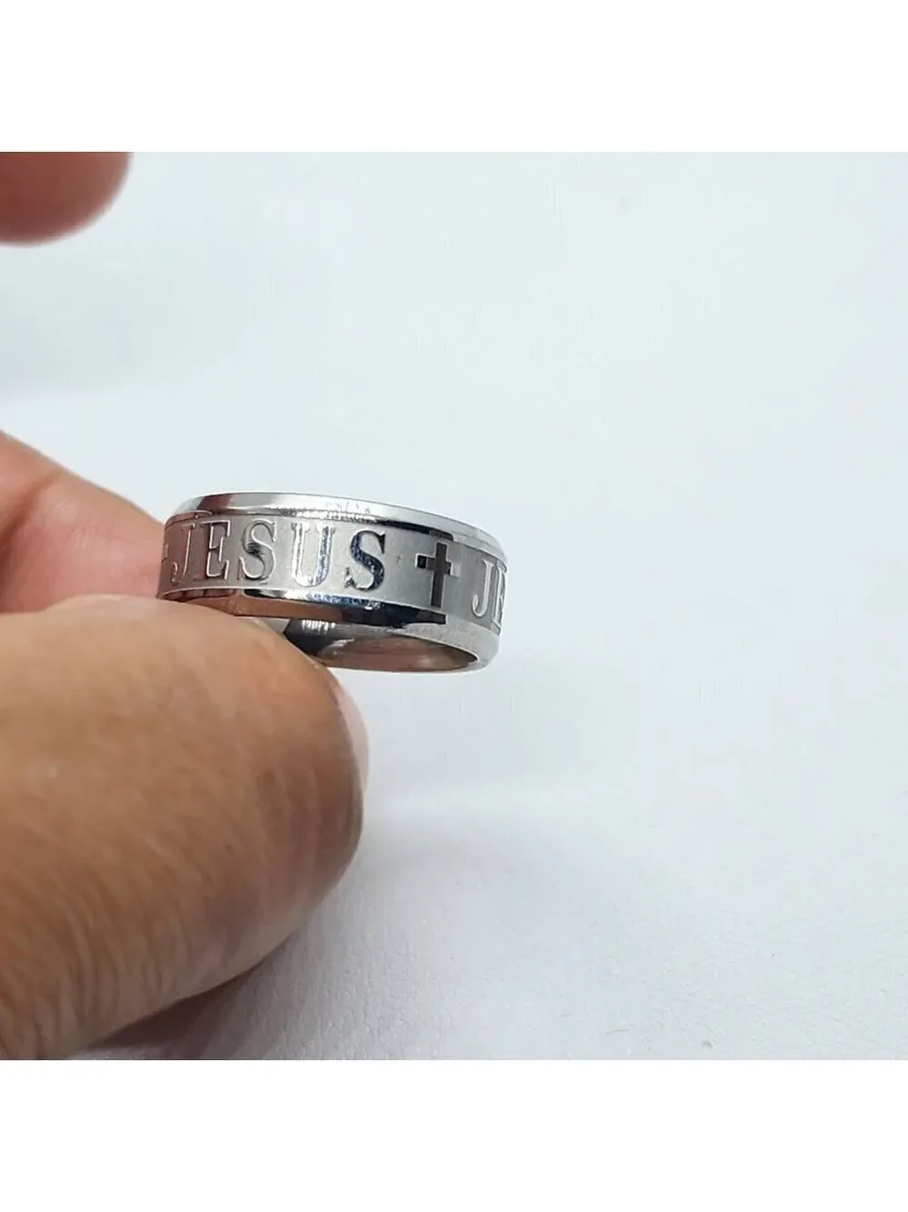 Brand New   Stainless Steel Jesus Cross Ring